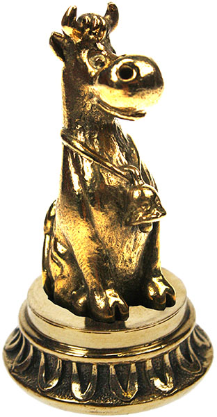 Статуэтка Бычок с колокольчиком на ободке 7.1.169.1