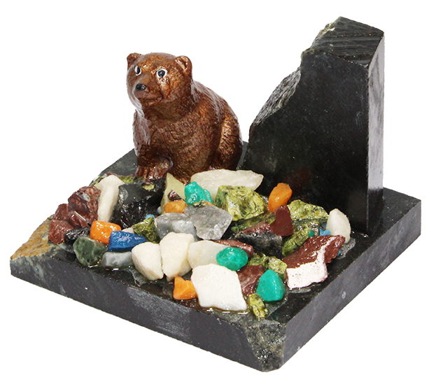 Статуэтка Мишка сидит (змеевик) 7.1.296