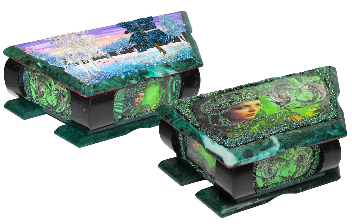 Шкатулка насыпушка змеевик 270х120х90 7.10.680